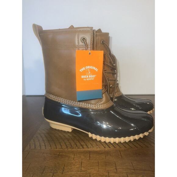 Sporto Ariel Duck Boots Mid-Calf Womens Size 6 Tan Black Booties Waterproof NWT - Picture 1 of 8